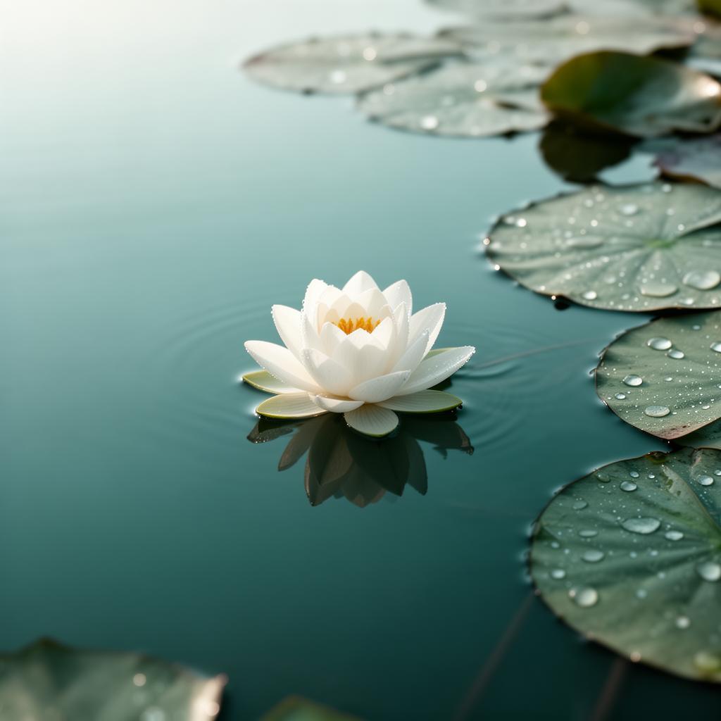 White lotus on still water